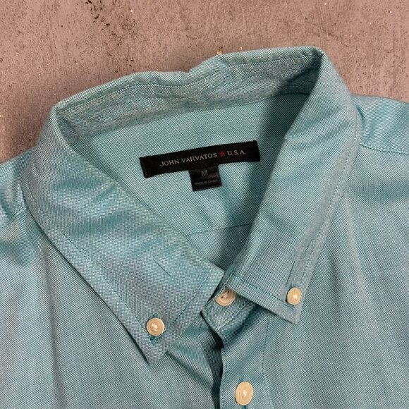 John Varvatos USA Mens Long Sleeve Shirt Button Down Blue Cotton Medium - Picture 6 of 8